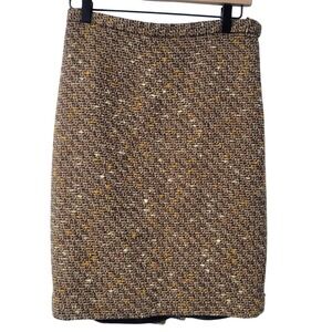 Ann Taylor LOFT Petites Brown Tweed Wool Blend Pencil Skirt Size 2P Professional